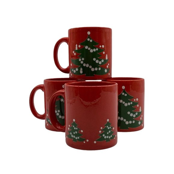 waechtersbach Other - Waechtersbach Red Christmas Mugs, W. Germany